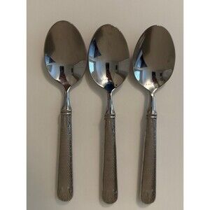Retroneu Laurel Honeycomb Dinner Spoons Set of 3 Stainless Flatware